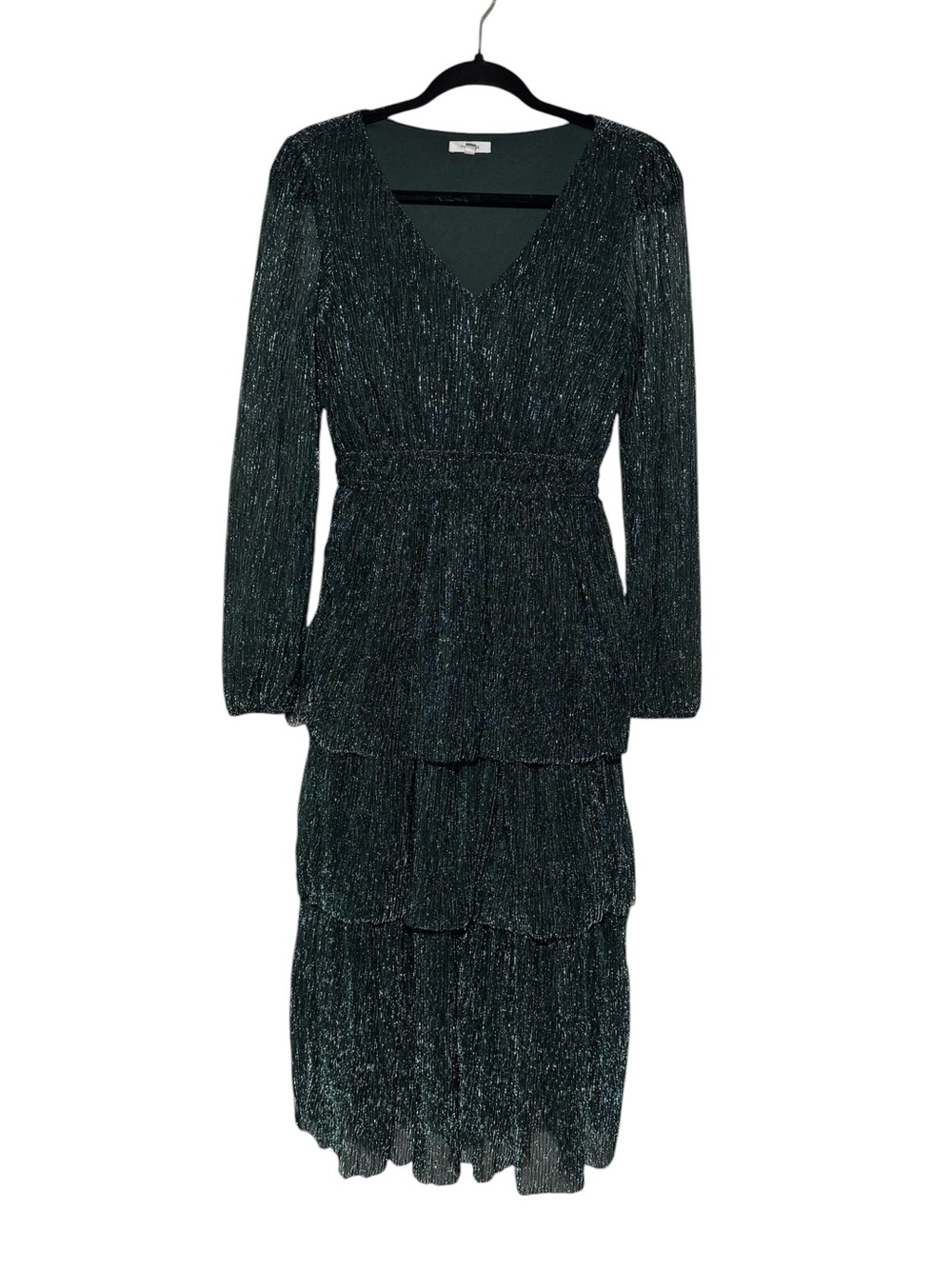 Maurices Green Midi Maxi Dress Size XS Shimmer Holiday Festive Christmas Weddinf